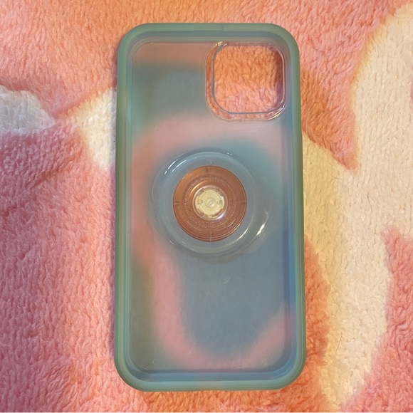 iPhone 14 Popsocket Case Ombré Pink and Blue Swirl Cotton Candy - Picture 2 of 3